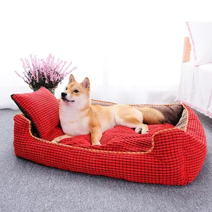 Image of Completely Removable & Washable 3PCS Pet Cat Dog Bed With Double Sided Cushion Soft Pillow & Blanket Pet House Gift