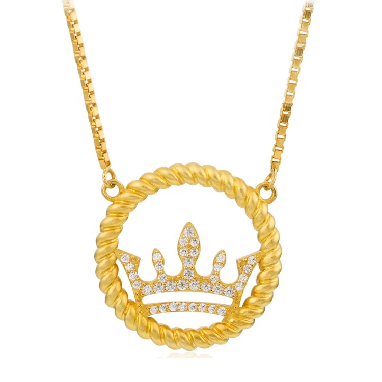 

Hotsale Sterling silver Crown in the Circle Dubai Gold Jewelry Necklace, Picture