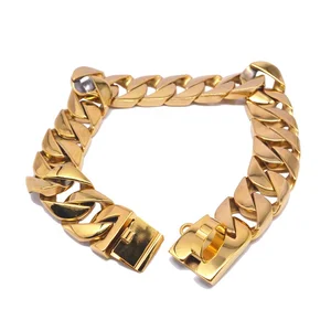 Gold Stainless Steel Cast Chain Wholesale Big Luxury Dog Collar Custom