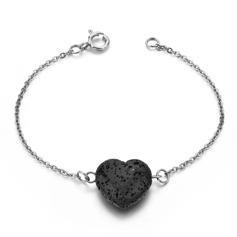 

Lava Stone Bead Essential Oil Diffuser Bracelet Aromatherapy Jewelry, Silver