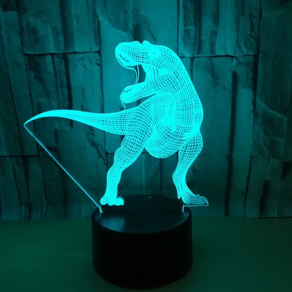 Dinosaur 3d Led Illusion Night Light 7 Color Change Touch Base Usb ...