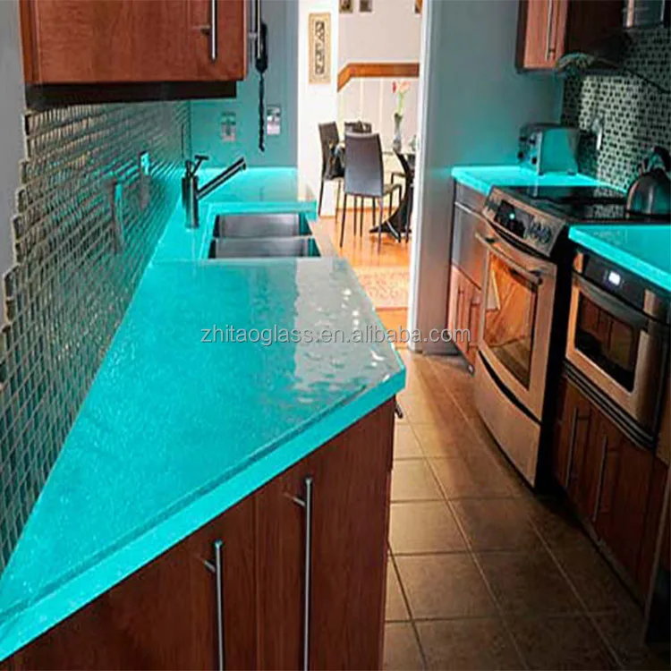 Contemporary Luxury Tempered Glass Countertop For Kitchen View