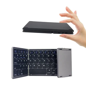 Foldable Ultra Slim Mini Rechargeable Pocket three fold wireless keyboard with touch pad