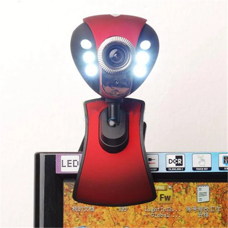 1pcs 50Mega Pixels USB Digital 360 Degrees Rotary Camera Video Web Cam 6 LED Night Vision Microphone Webcam Camera For PC Laptop