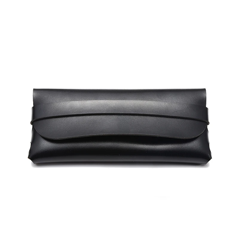

LLQ005 fashion black portable eco friendly leather personalized glasses case with lint inside 2020