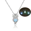Silver Plated Green Blue Glowing Ball Replaced Big Eye Vintage Owl Pendant Glow Dark Necklace