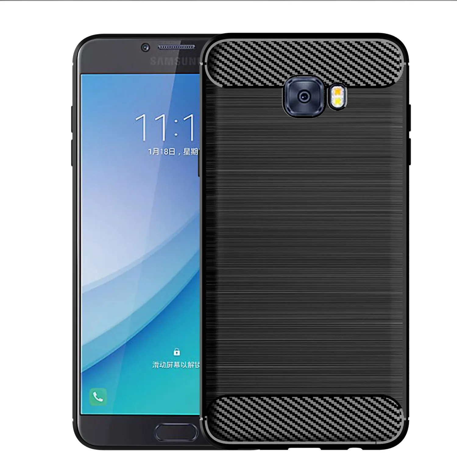 

Carbon Fiber Shockproof Soft TPU Back Cover mobile Phone Case For Samsung Galaxy C7 Pro