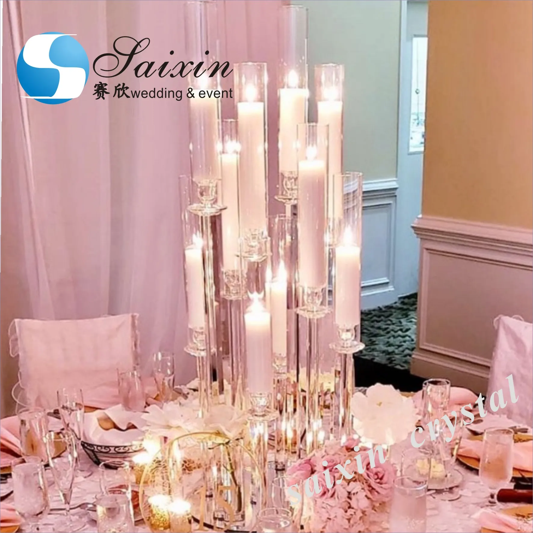 Hot Sell Tall Crystal Candle Holder For Wedding Table Decor View