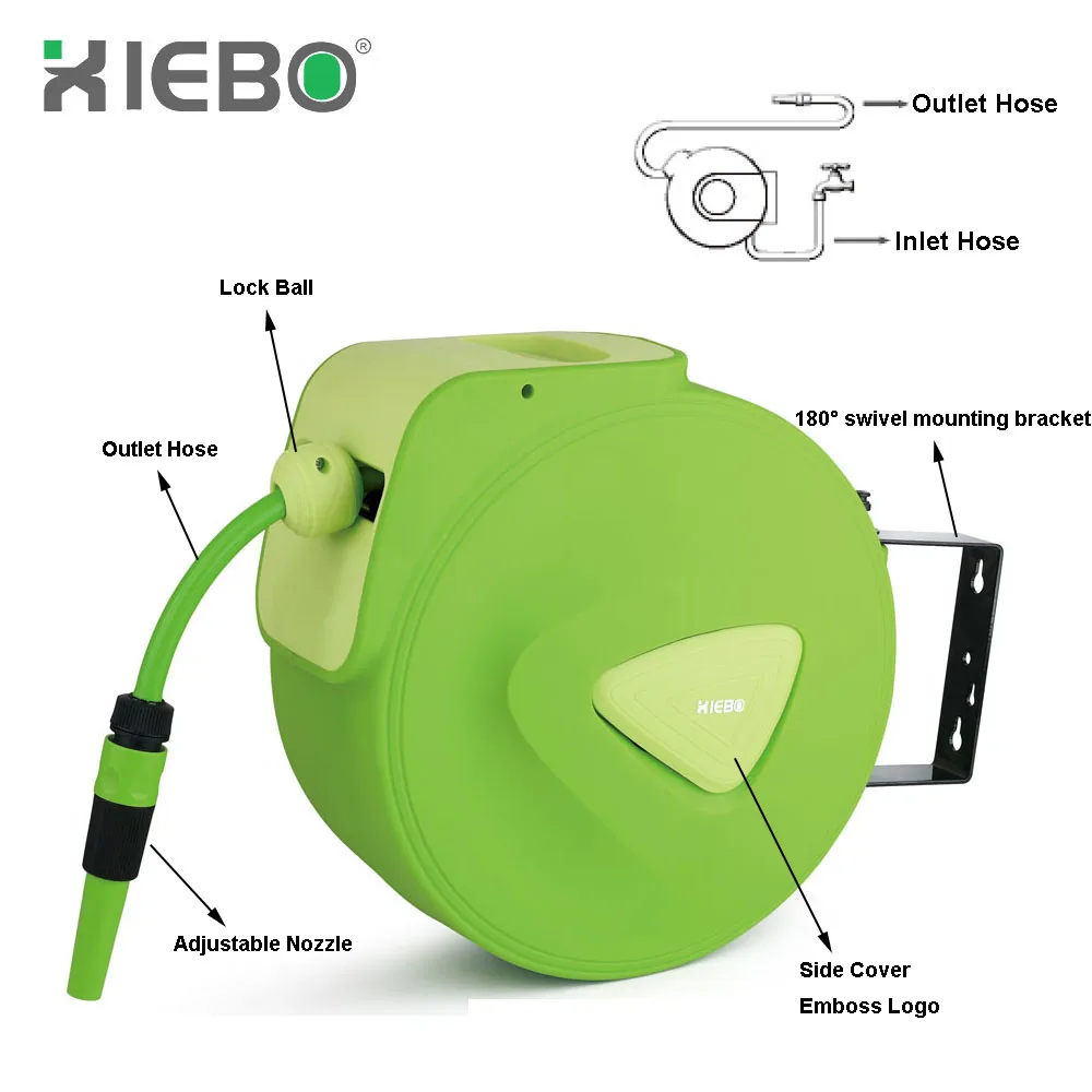 15m Wall Mounted Yardworks Hose Reels With Auto Lock And Slow