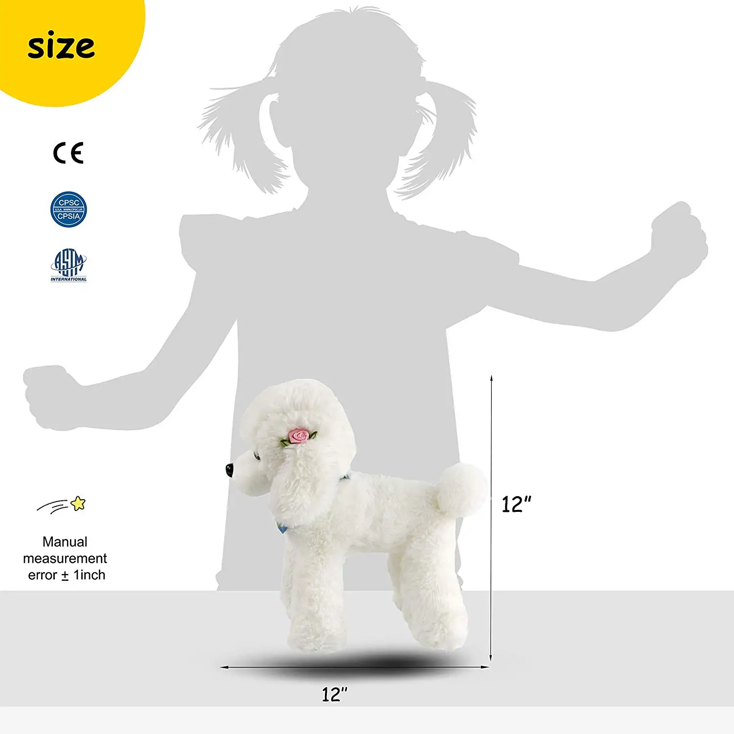 Customized 12" Soft Stuffed White Dog Toys Realistic Simulated Poodle