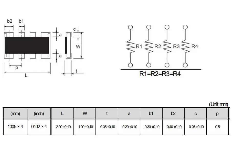 (pack Of 10000pcs) Smd Exclusion 0402 8p4r 2*4p Network Resistor Array