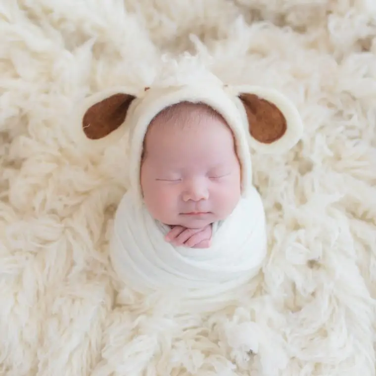 

Newborn Wool bunny bonnet hat photography prop Baby sitter bonnet hat photo prop