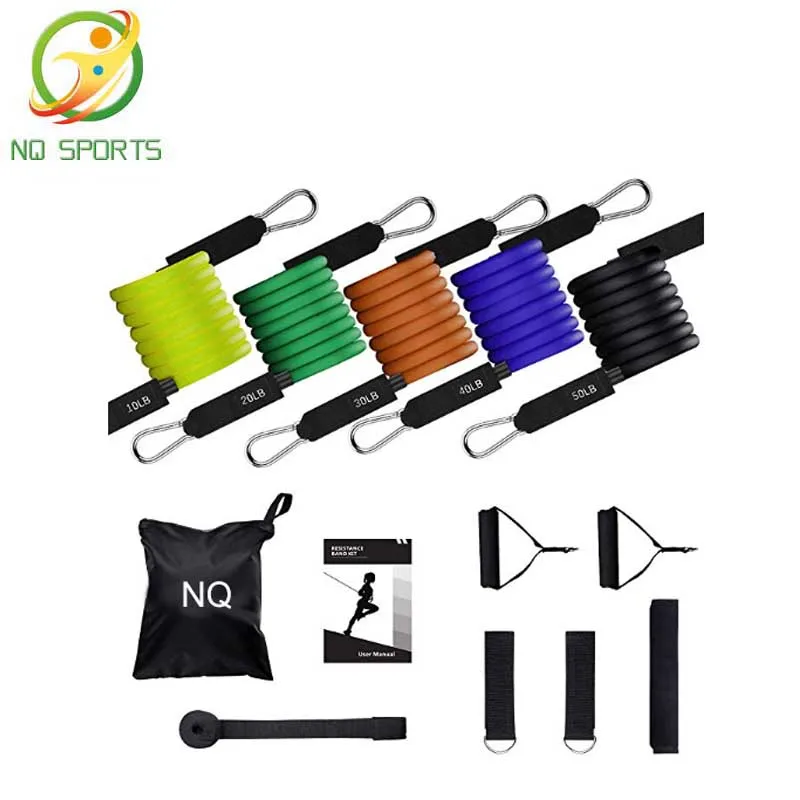 

11PCS TPE Exercise Fitness Workout Bands Strength Training natural latex Resistance Bands Tube Bands Set with handles, Can be customized