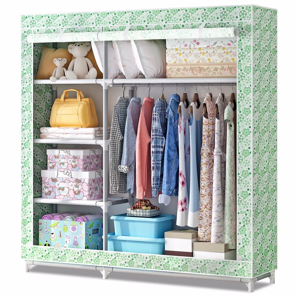 Open Door Portable Folding Oxford Fabric Cloth Storage Wardrobe