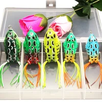 

5pcs Set Topwater Frog Hollow Body Soft Fishing Lures Bass Hooks Baits Tackle Set and Tackle Box