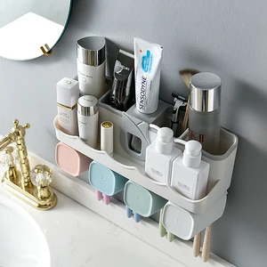 Image of Popular metal wall mounted bathroom suction cup toothbrush holder
