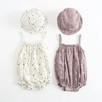 

Organic Fashion Baby Clothes Star Printing Romper Sleeveless Linen Romper For Newborn Girls