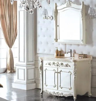 Antique White Victorian Handcarved Bathroom Vanity Vintage Shabby