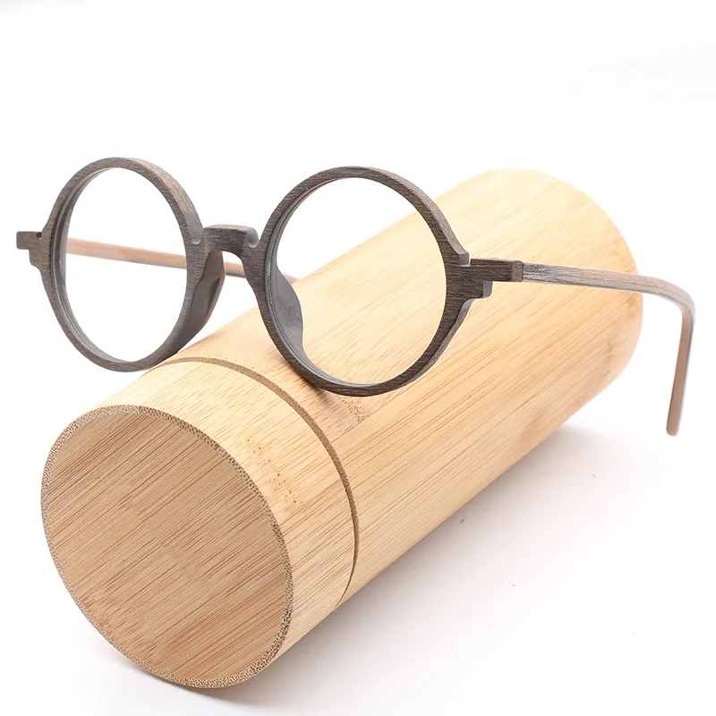 

HDCRAFTER 2021 New Retro Rivet Round Eyewear Frame Unisex Optical Glasses Frame Dropshipping for Reading Glasses Wooden CN;ZHE