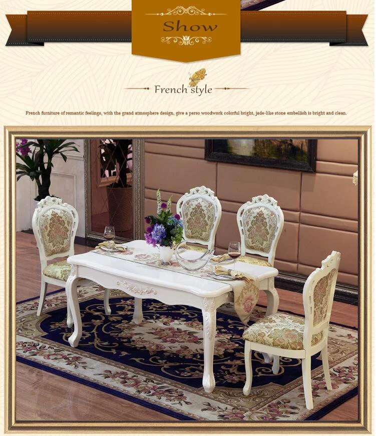 Antique Style Italian Dining Table, 100% Solid Wood Italy Style Luxury round Dining Table Set pfy10027
