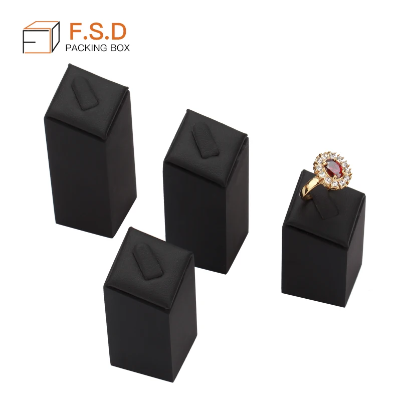 Factory Wholesale Black Leatherette Wedding Ring Display Stand Set Custom Ring Holder Buy Ring