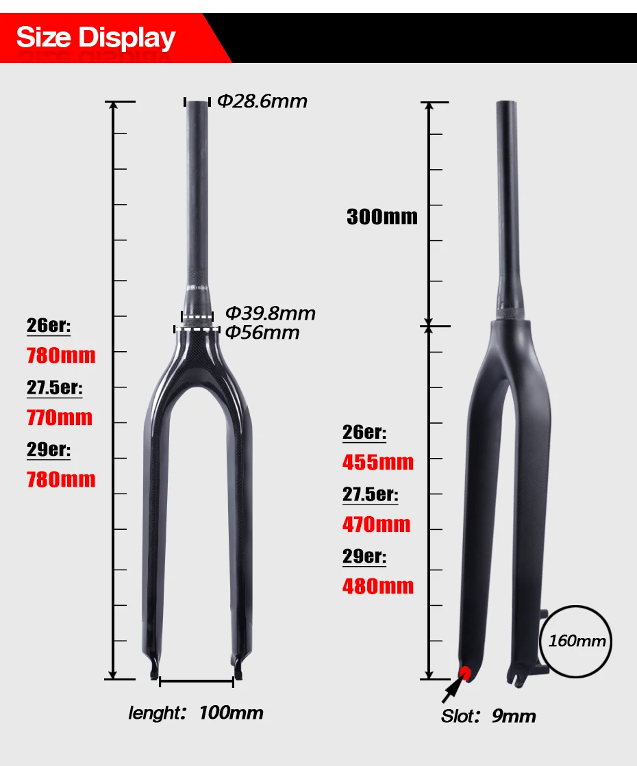 Bxt New Super Light 29er Carbon Mtb Fork 9mm Tapered Bicycle Fork 29