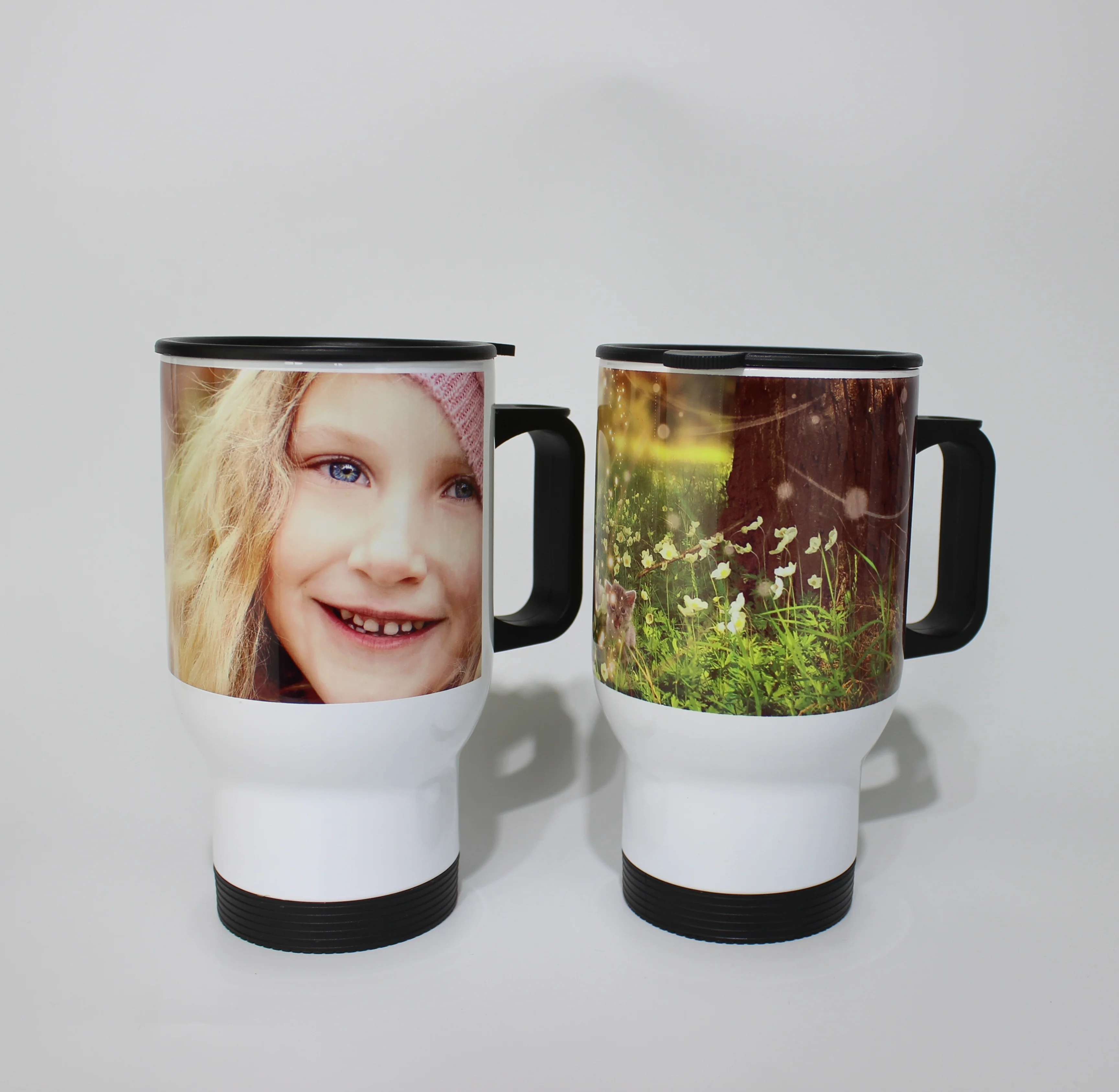 

High Quality 14oz Double Wall Stainless Steel Sublimation Car Cup Travel Coffee Mug, Silver/white