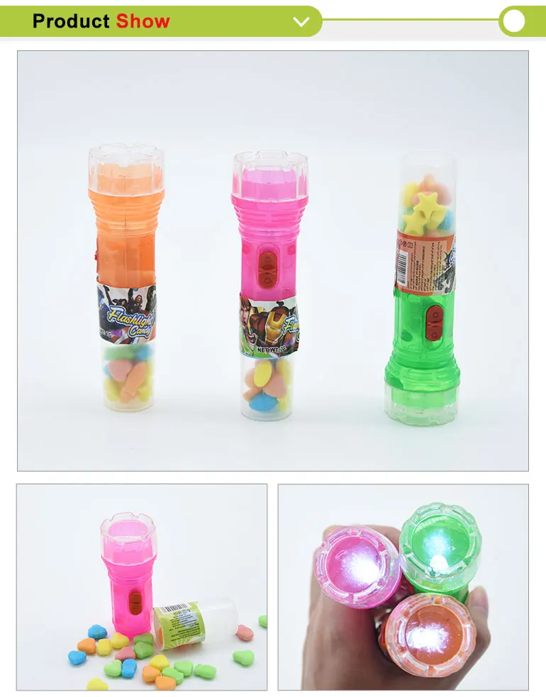 Plastic Led Light Flashlight Toy Pressed Candies Lighting Torch Toy