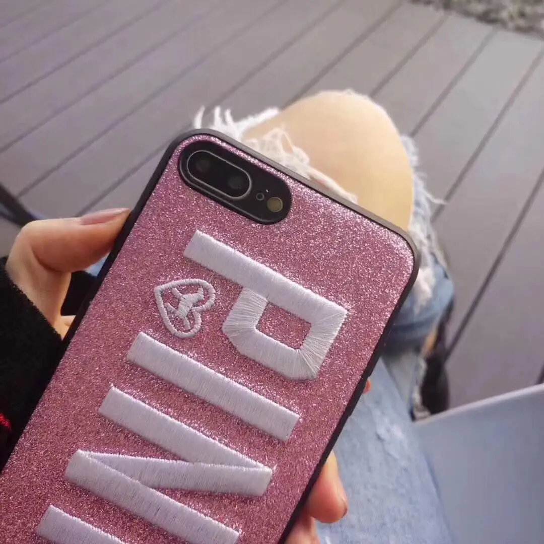 PINK embroidery mobile phone accessories, for iphone x case back, for iphone x pc leather case hard luxury cover for apple