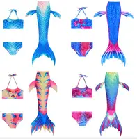 

2019 New Blue Children Mermaid Swimwear Girls Colorful Bikini Children Split Kids Swimsuit Mermaid Tail with Monofin Fin