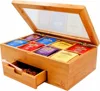 8 Compartments Bamboo Tea Box BambooTea Bag Storage Chest with Expandable Drawer