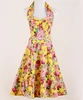 pin up retro design wholesale yellow floral prom dress 2016 manufacturer from China