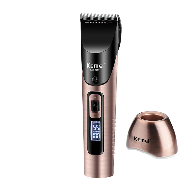

2018 Kemei Men`s New Product With LCD Display Professional Rechargeable Electric Hair Clipper KM-7500 Wholesale, Rose gold
