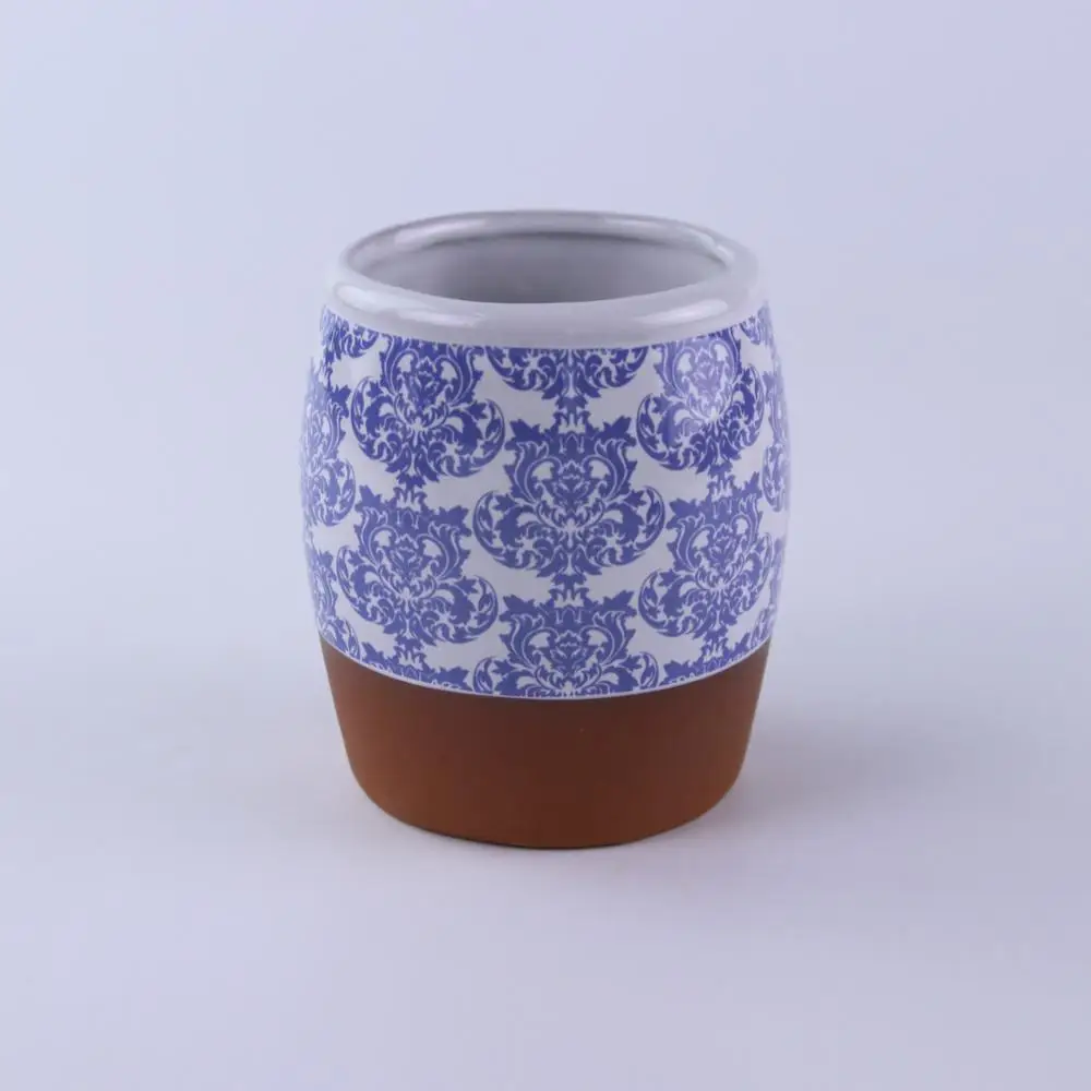 Terracotta Ceramic Restaurant Utensil Crock Utensil Holder With Decal Printed Buy Spoon Holder
