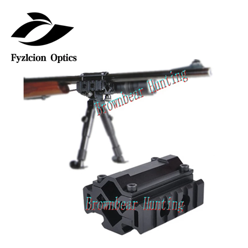 

Tactical Triple Side Tri-Rail Barrel Mount- 5 Slots 21mm Picatinny and Weaver Rails Attach Laser Grip Flashlight and Bipod