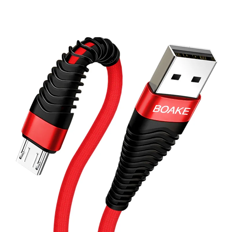 

wholesale Aluminum+Nylon+TPE braided micro data cable usb v8, Red
