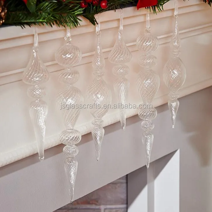 Fluted Finial Glass Ornaments By Valerie Transparent Glass Christmas Hanging Baubles Buy Glass Christmas Decorations Clear Glass Christmas