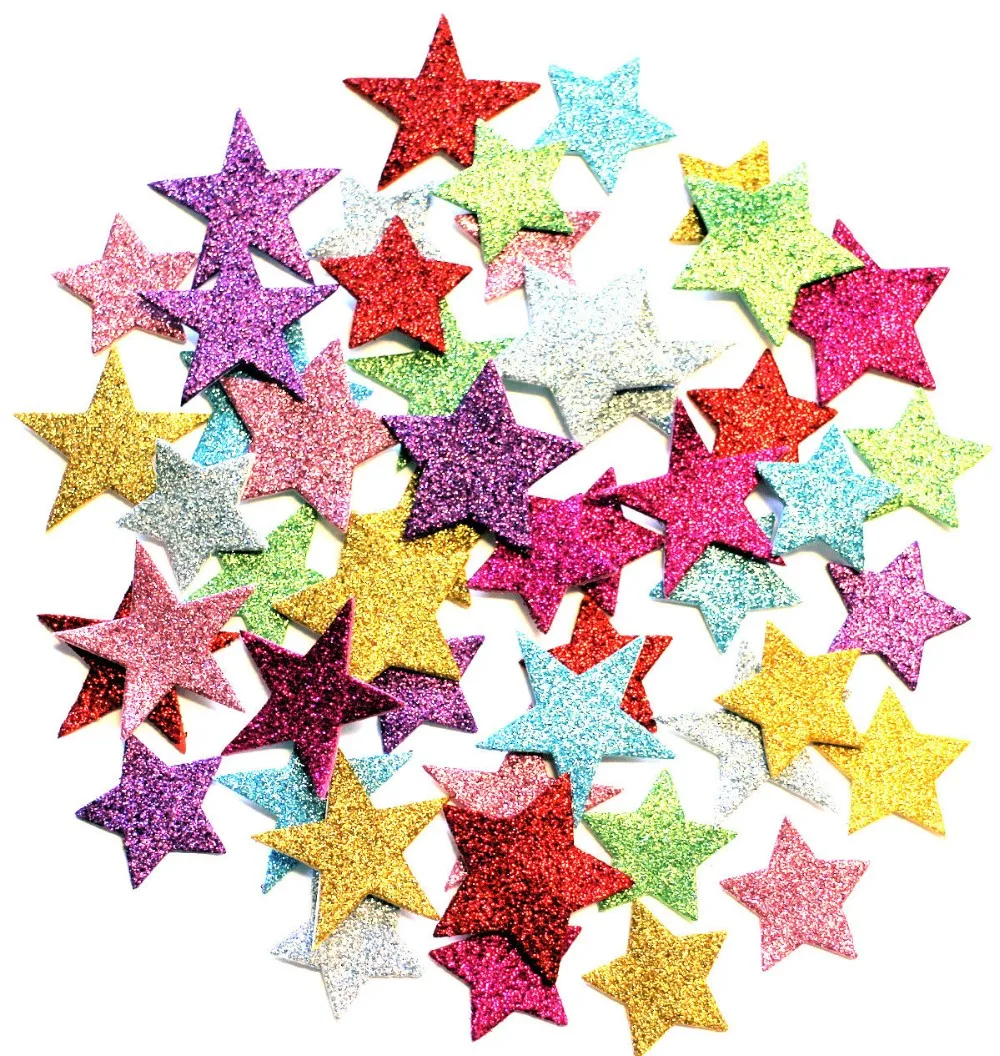 Eva Foam Glitter Stars Self Adhesive Foam Shapes Craft Star Sticker ...