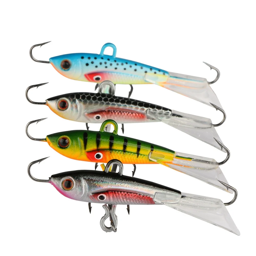 

Ice Fishing Lure Winter Fishing Jigging Lure Hard Artificial Bait #10 Fishing Hook 6cm 10.5g, 4 colors