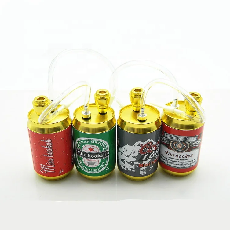 

Muiti Colors Ring-Pull Can Style Weed Pipe Fashion Gold Bottle Hookah Metal Herb Water Pipe EKJ H007