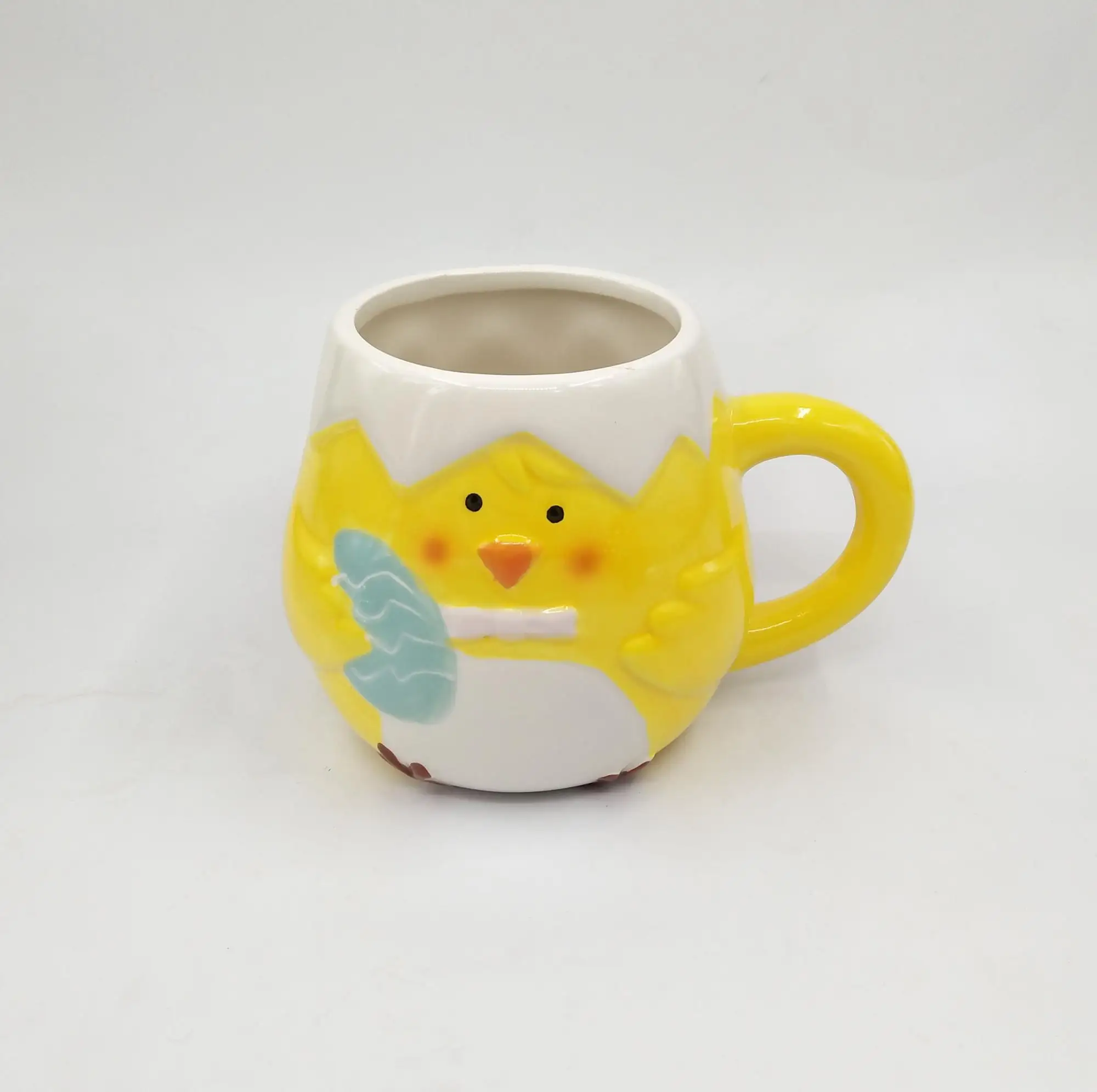 Beautifully Cheap Yellow 3d Chicken Shape Ceramic Mugs,Paintable