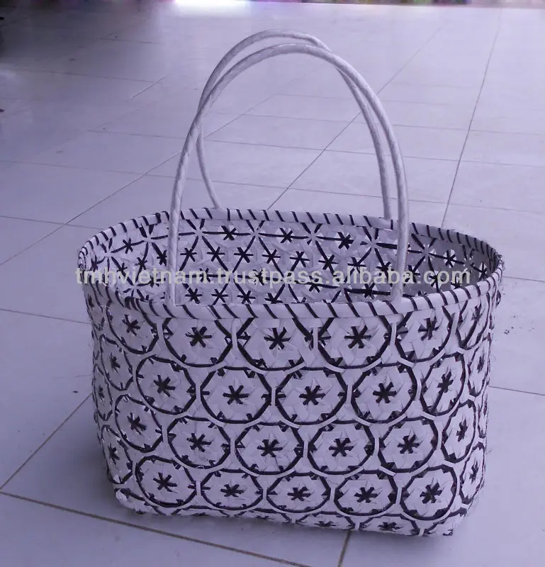 plastic woven basket bag