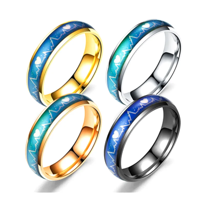 

2018 Hot Selling Creative Fashion Jewelry Temperature Emotion Feeling Rings Color Change 316 L Stainless Steel MoodRings, Silver/gold/black/rose gold