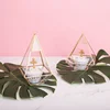 rose gold glass and brass pyramid jewelry box terrarium hexagon geometric transparent Clear glass storage trinket box metal