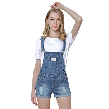 women's blue jean overall shorts