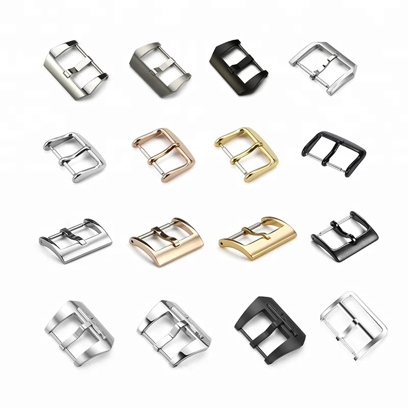 

10mm to 26mm Custom Western Metal Belt Stainless Steel Watch Band Strap Deployment Clasp 16mm 22mm 20mm 18mm Watch Pin Buckles, Silver/gold/rose gold/black