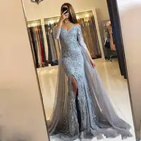 

ZH2968G Arabic Prom Dresses 2019Elegant Off Shoulders Appliqued Beaded Long Sleeves Plus Size Women Formal Evening Party Gowns