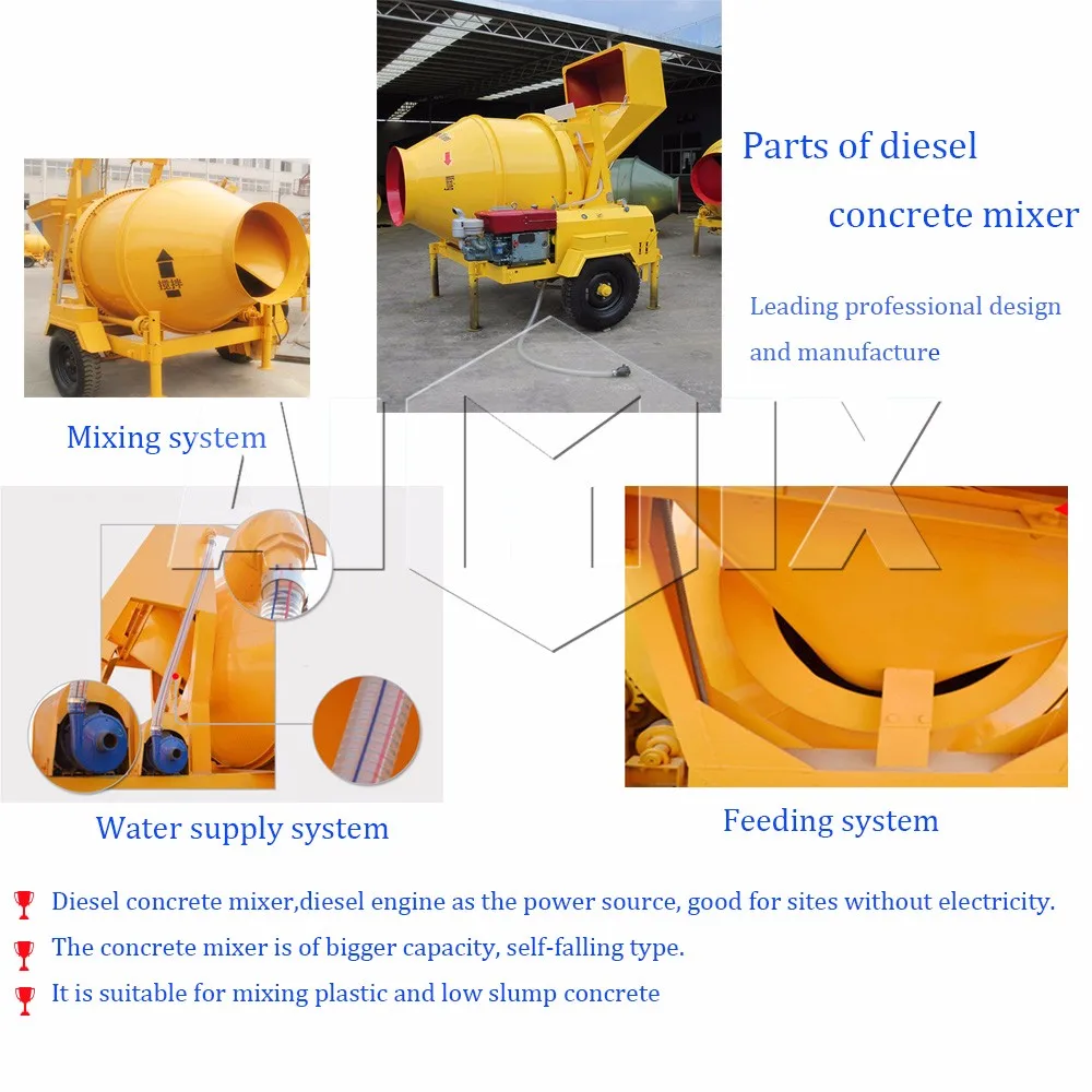 JZR500 diesel motor mobile mini concrete mixer with price