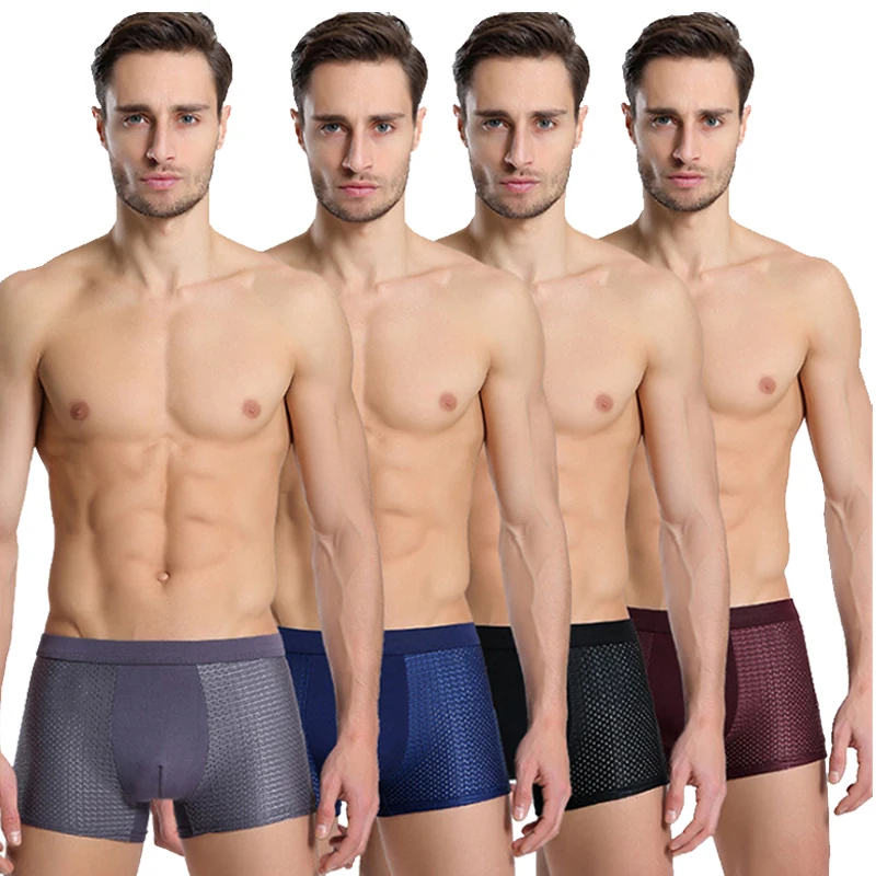 

Men's Underwear Ice Silk Sexy Mesh Breathable U Convex Pocket Four Corner Men's Boxer Comfortable Shorts Boxer, Black,gray,wine red,red,blue