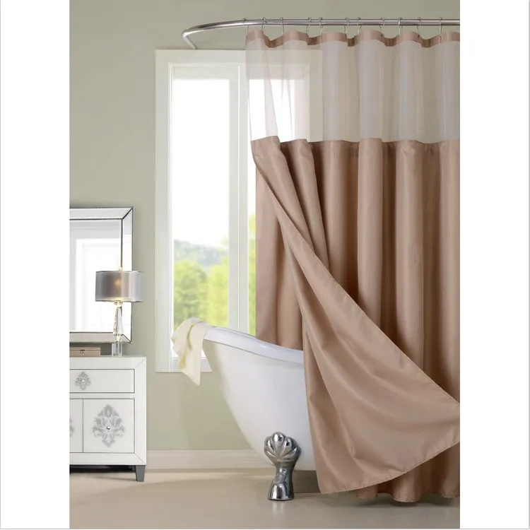 China Suppliers Luxury Hotel Hookless Shower Curtains Snap On With Grommets Detachable Liner In